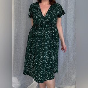 SHEIN Green Polka Dot Midi Dress